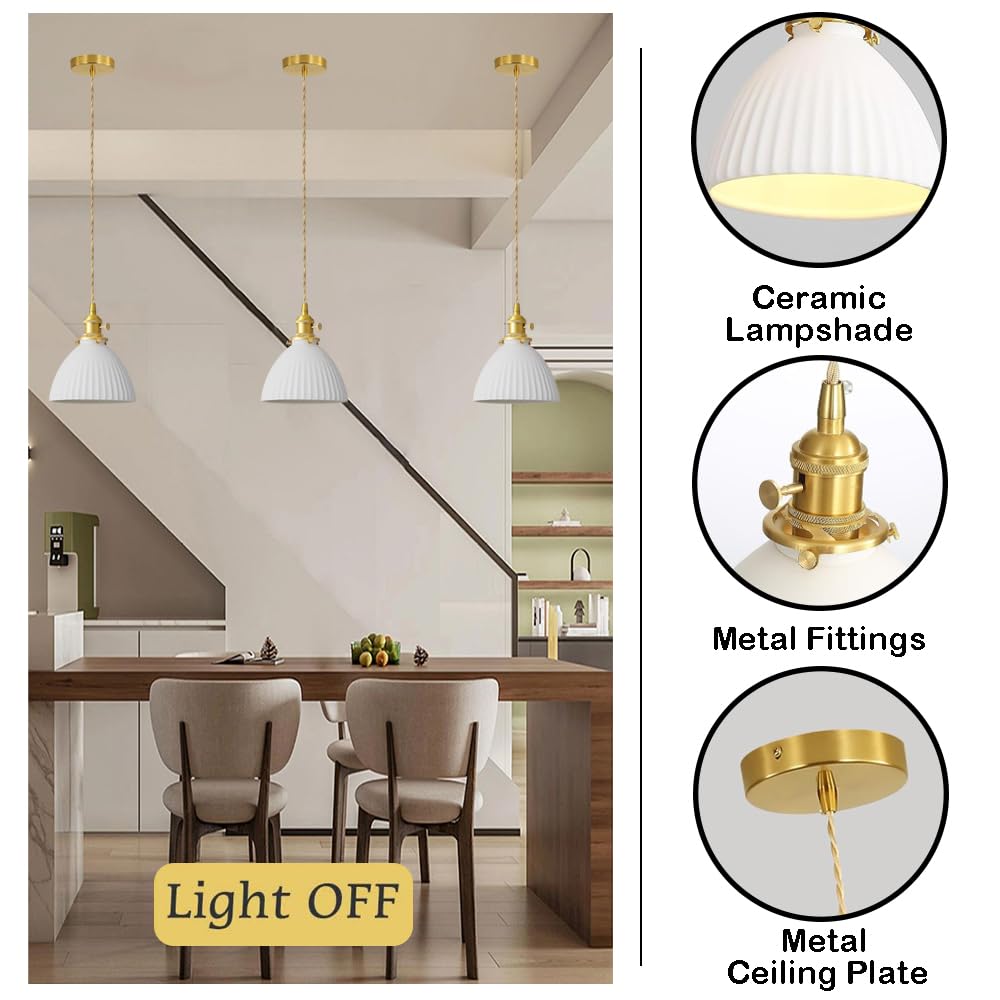 Lámpara colgante de cerámica con casquillo E26, estilo industrial nórdico, lámpara de techo empotrada, luminaria decorativa para sala de estar, dormitorio y balcón.
