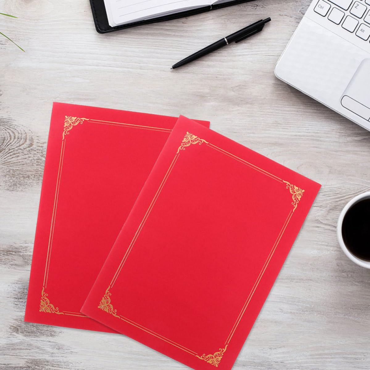 20 Pezzi Porta Certificati Rosso in Carta per Cerimonie e Consegna