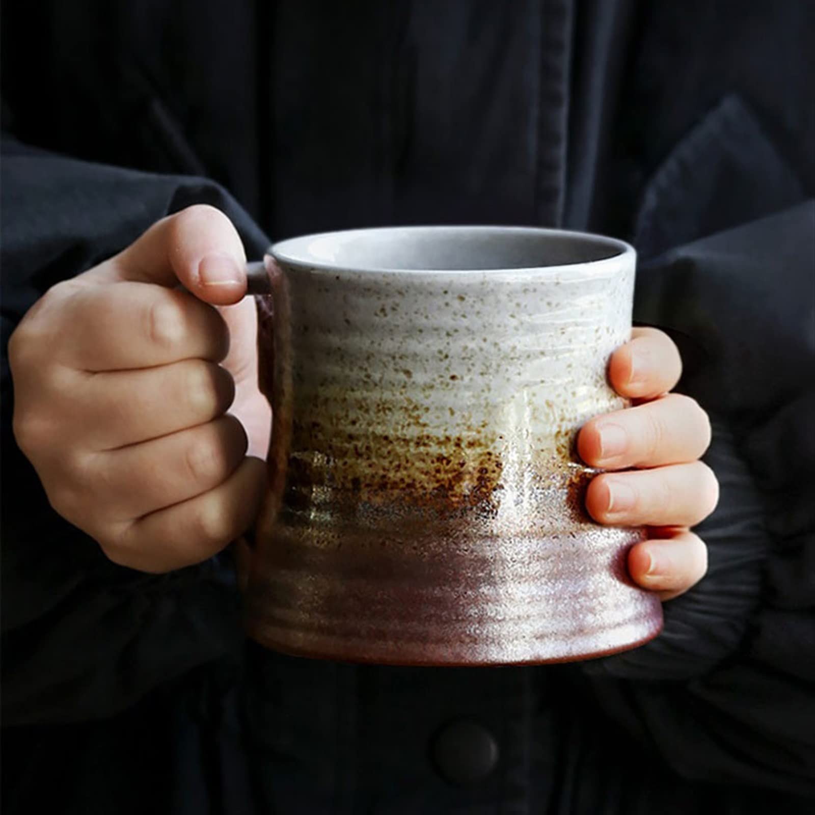 Tasse Becher Keramikbecher, Retro Einfache Haushaltskaffeetasse Teetasse Ofentechnologie Trinkbecher Kaffeetassen (Color : B)