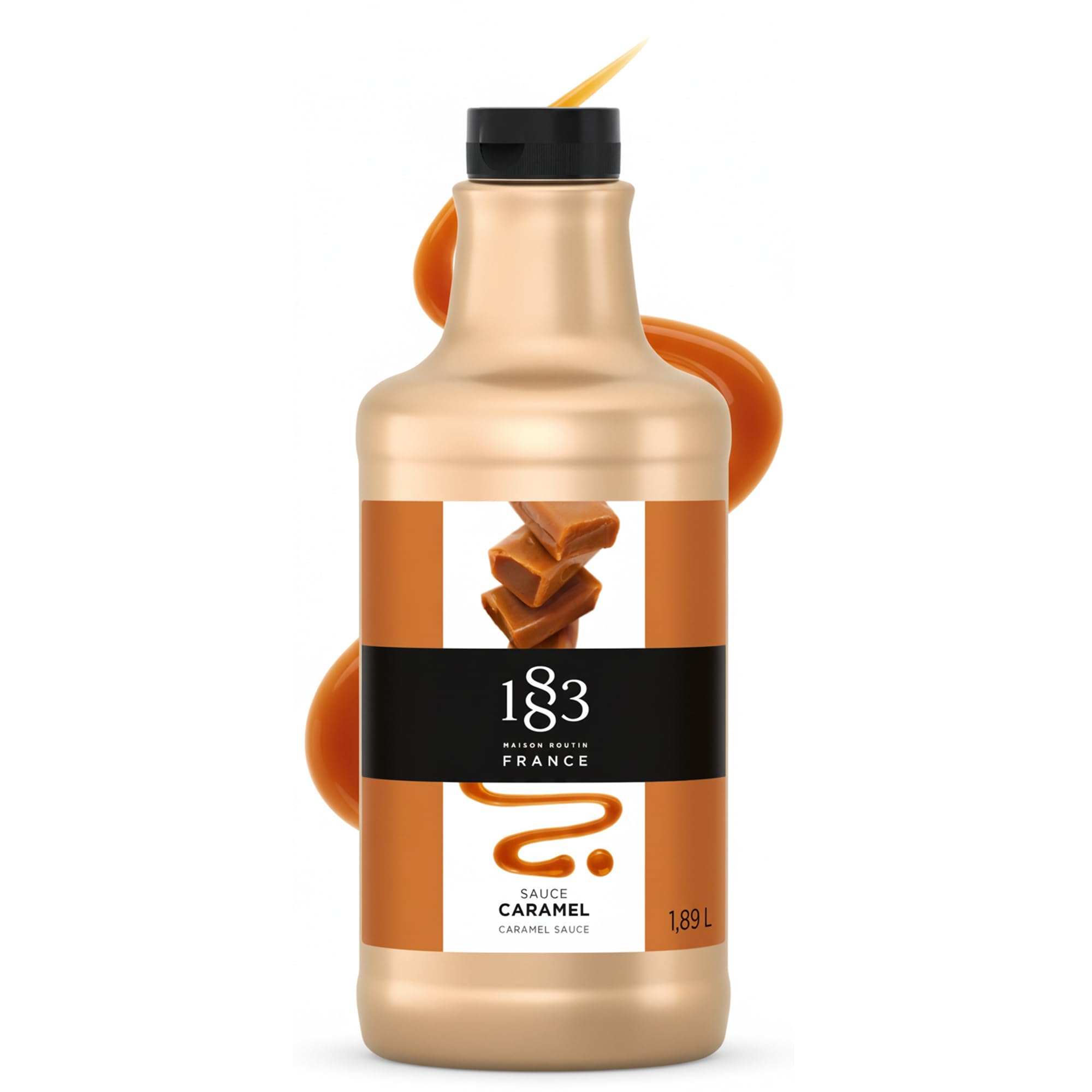 Caramel Sauce 1.89L – Barista-Grade Beverage Base, Made in the French Alps, Perfect for Mochas, Lattes & Hot Chocolate, Vegetarian, Pump-Compatible Bottle