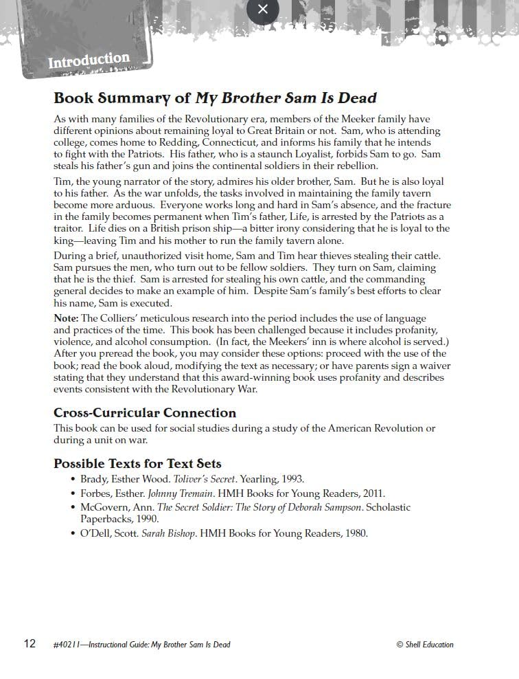 My Brother Sam Is Dead: An Instructional Guide for Literature - Novel Study Guide for 4th-8th Grade Literature with Close Reading and Writing Activities (Great Works Classroom Resource - Image 4