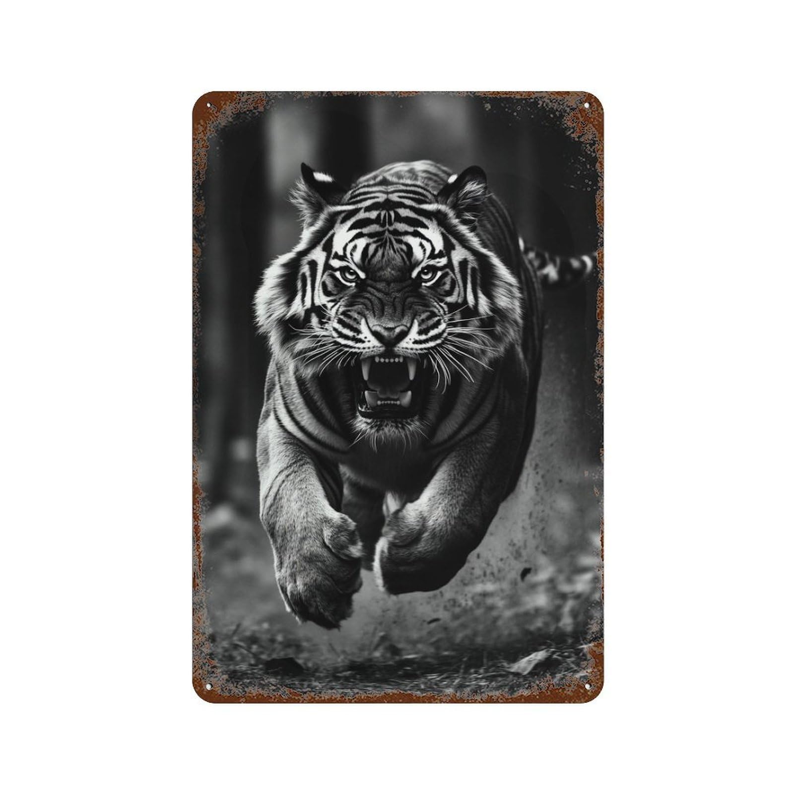 Wild Tiger Roar -2 Retro Metal Sign 11.8"x7.9", Industrial Home Decor for Garage, Pub Or Kitchen
