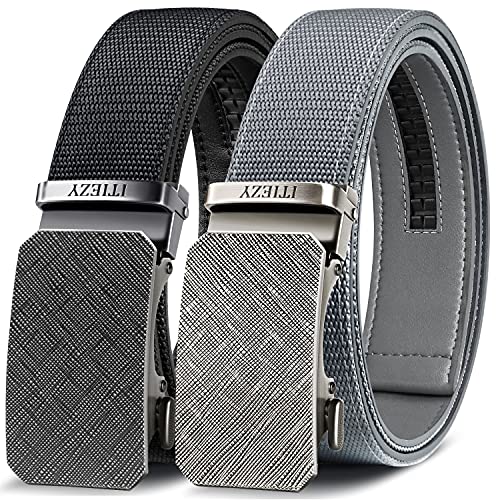 ITIEZY Cinturón de nailon con cierre automático para hombre, 35 mm de ancho, 2 unidades, 08 negro + 02 gris, XX-Large Cover