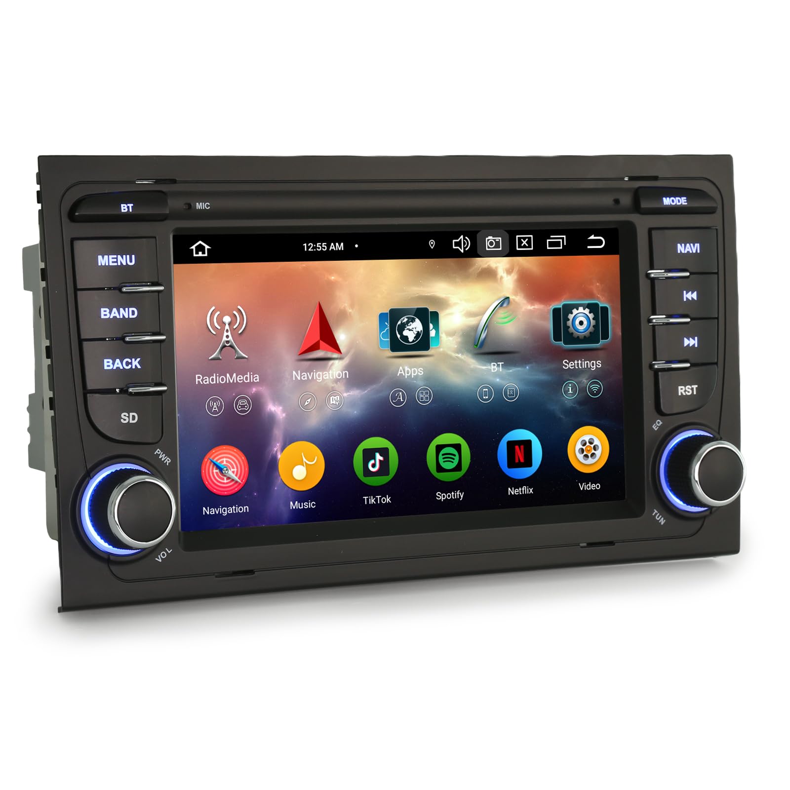 Erisin 8-Core 4GB+64GB Android 14 Radio Coche Estéreo de Automóvil para Audi A4 S4 RS4 8E B9 Seat Exeo 7" GPS Navegación IPS Wireless CarPlay Android Auto DSP Bluetooth 5.0 WiFi Dab+ USB Canbus OBD2