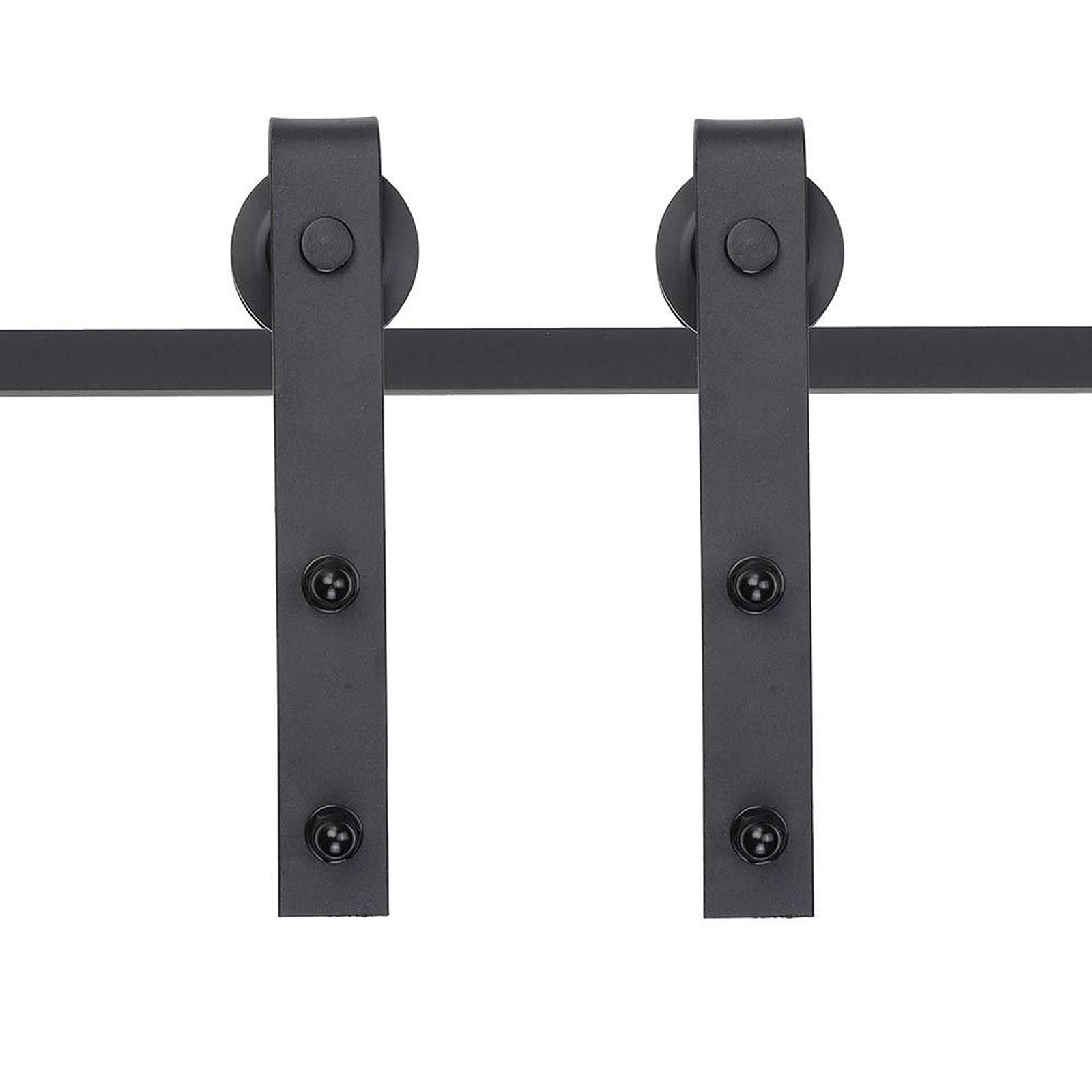 HOMCOM 200cm Binario per Porta Scorrevole Kit Accessori con Binario e Rulli Portata 100kg Acciaio al Carbonio 200×4×0.6cm