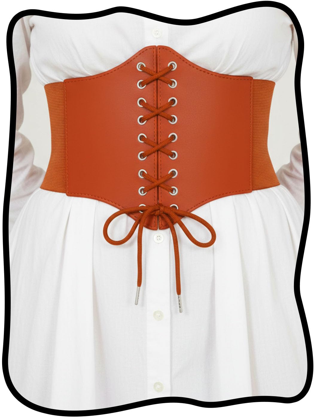 Urieo Stretchy Leather Corset Belt Elastic Black Waist Belts Wide Costume Waspie Belt for Women