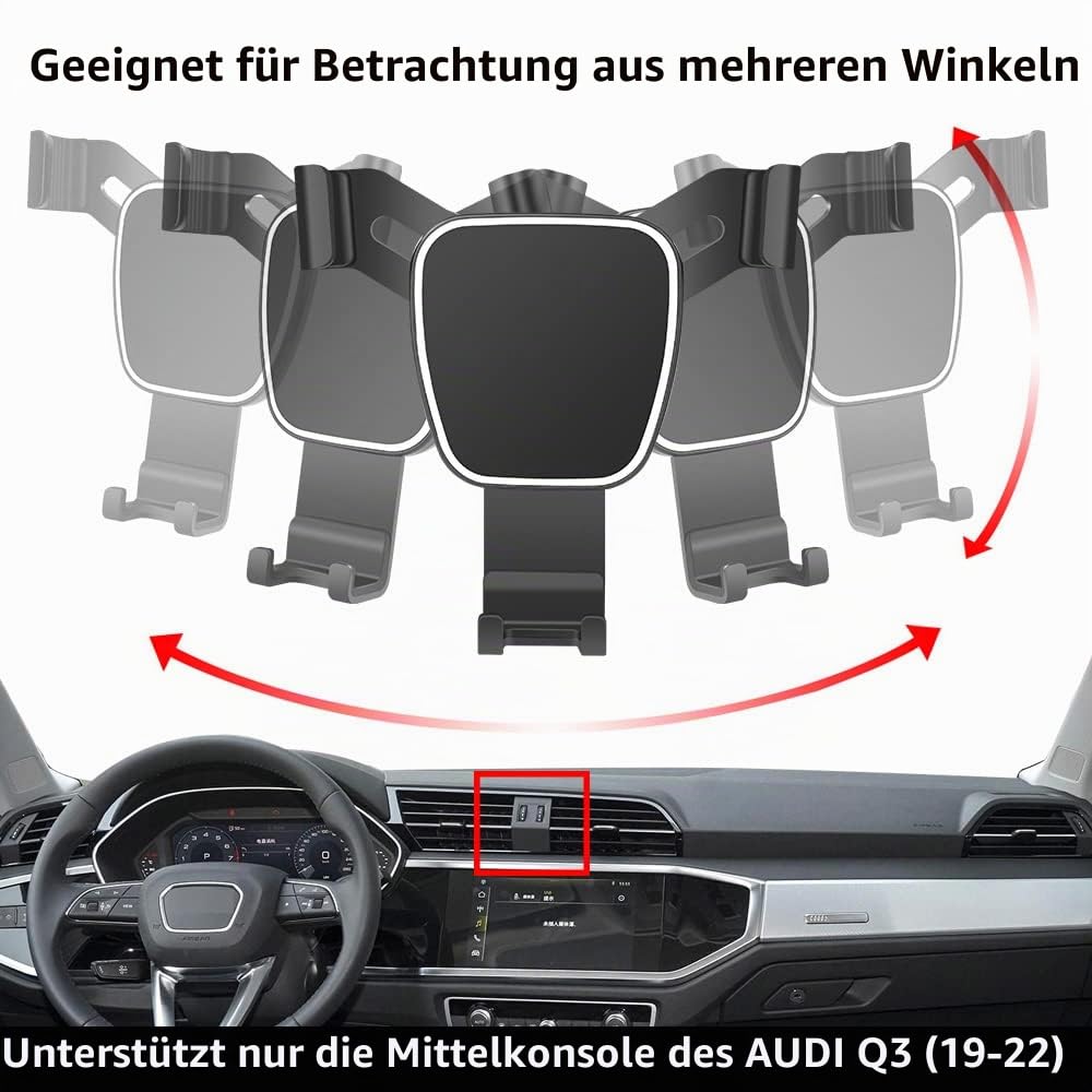 Auto Handyhalterung für Audi Q3 2019 2020 2021 2022 2023 2024 2025 Autozubehör Navigationshalterung Innendekoration Handyhalterung