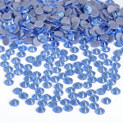 Image of Bymitel Hotfix Crystal Rhinestones Round Gems Iron on DIY Jewelry Making Flat Back for Crafts, Lt. Sapphire, 2mm(SS6 /2880pcs)