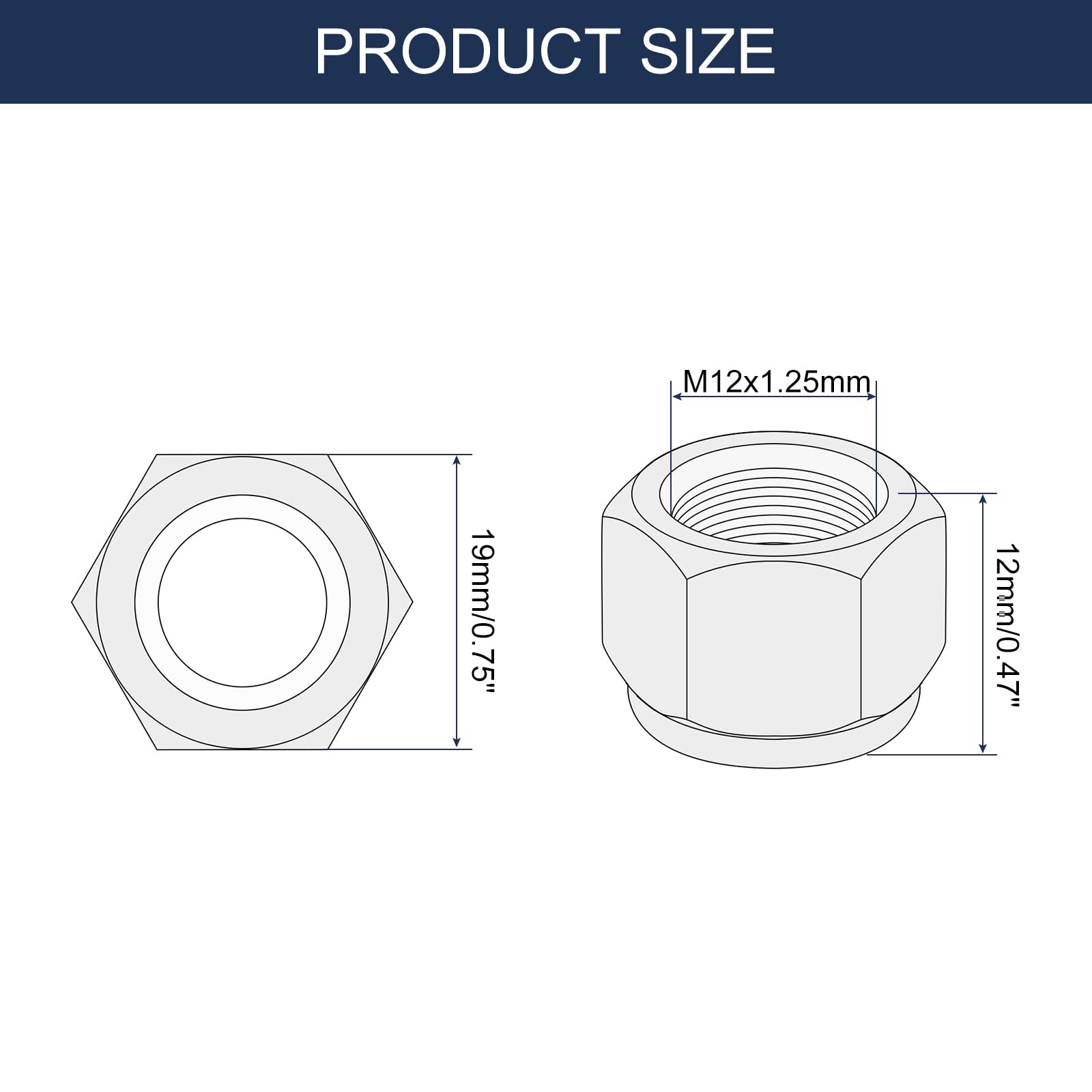 sourcing map 5 dadi di bloccaggio esagonali M12 x 1,25 mm, in acciaio inossidabile 304, autobloccanti, in nylon, per elementi di fissaggio per costruzione industriale, argento e blu
