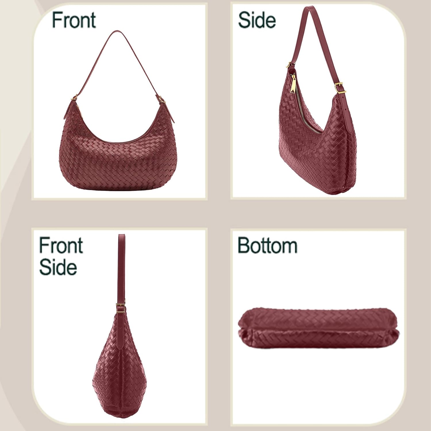 Shoulder Bag Handbag for Women Crossbody Tote Bags Woven Purse Clutch Women's Medium Underarm Hobo With Pocket Large