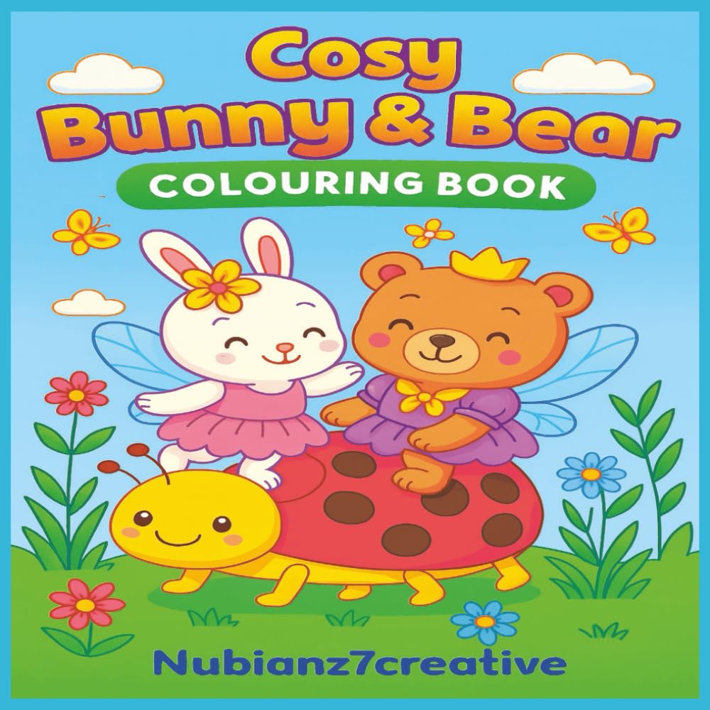 Cosy Bunny & Bear Colouring: Fuzzy, Cozy, calm all ages, adult colouring book with cute cosy images of Whimsical Bunny and bear | Relaxation