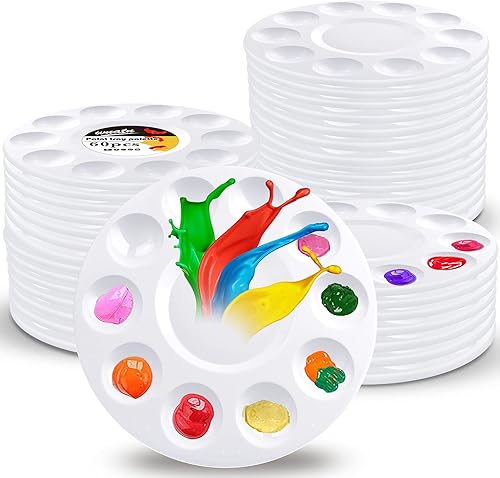 Miniatura 8 de Paleta de Bandejas de Pintura, 60 piezas Bandejas de Pintura para Niños, Paleta de Pintura de Plástico para Alumnos para Pintar, Manualidades DIY
