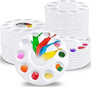 WNATN Paint Tray Palette,60pcs Paint Trays for Kids,Plastic Paint Pallet or Pupils to Painting,DIY Craft,Play Party at Home,Kindergarten or School