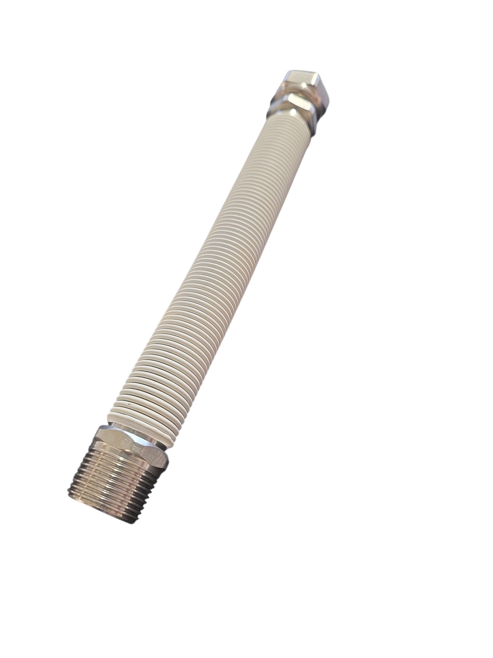 HM | Giunto Acqua Flessibile per Caldaia MF 1/2" e 3/4" Rivestito Bianco Estensibile | Lunghezze da 130 a 420 mm | Resistente Alte Temperature, Guarnizioni Incluse (MF 1/2" 130x220mm)
