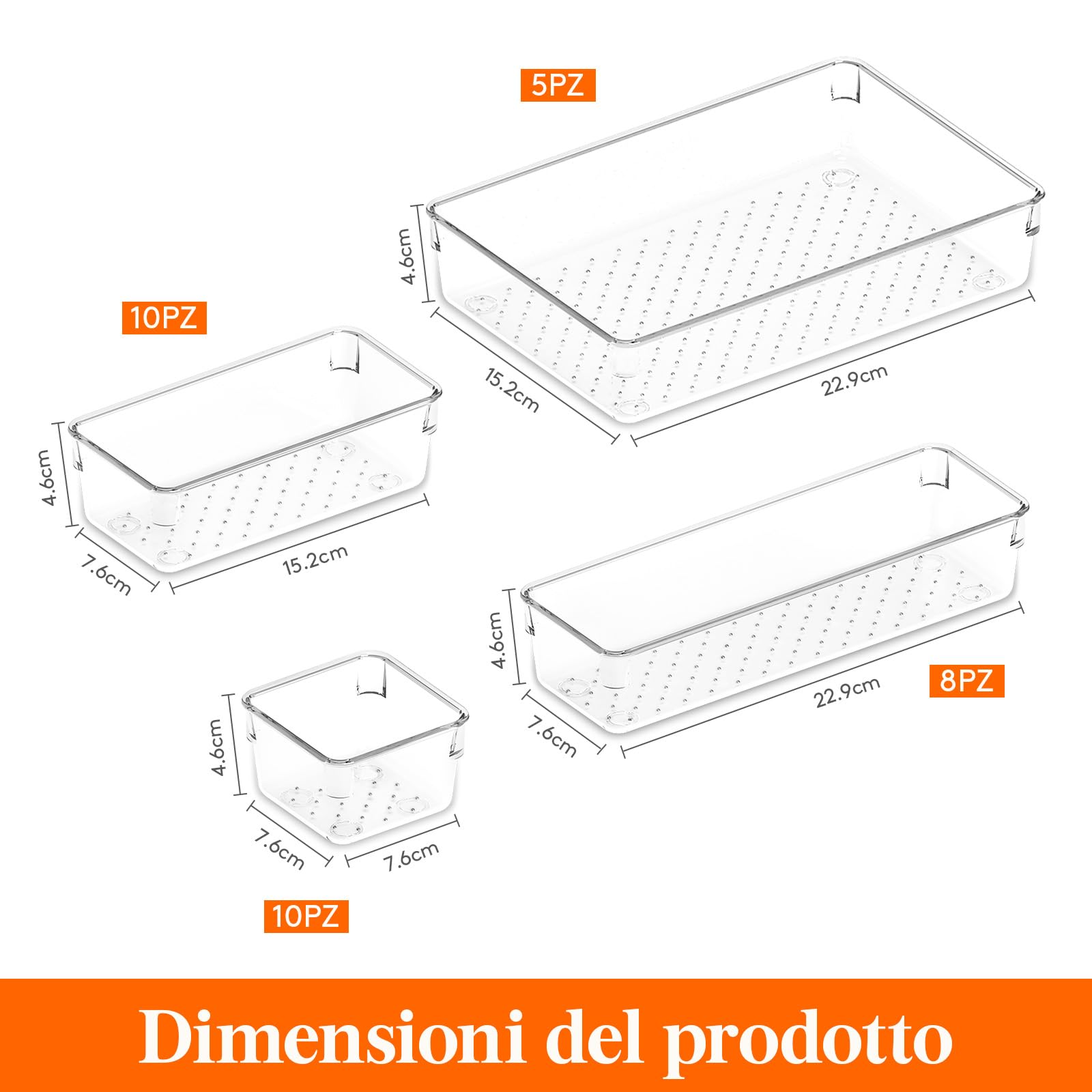Lifewit Organizer Cassetti 33 Pezzi Organizer Bagno Divisori per Cassetti Contenitori Impilabili Trucchi Vassoi Stoccaggio Scatole per Scrivania, Camera da Letto, Bagno, Cucina, Ufficio Chiaro