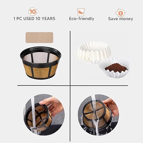 Miniatura 5 de Filtro de cesta de café reutilizable compatible con la cafetera Hamilton Beach de 2 vías 49980A 49980Z 49933 47650, 2 reemplazos de infusión de una