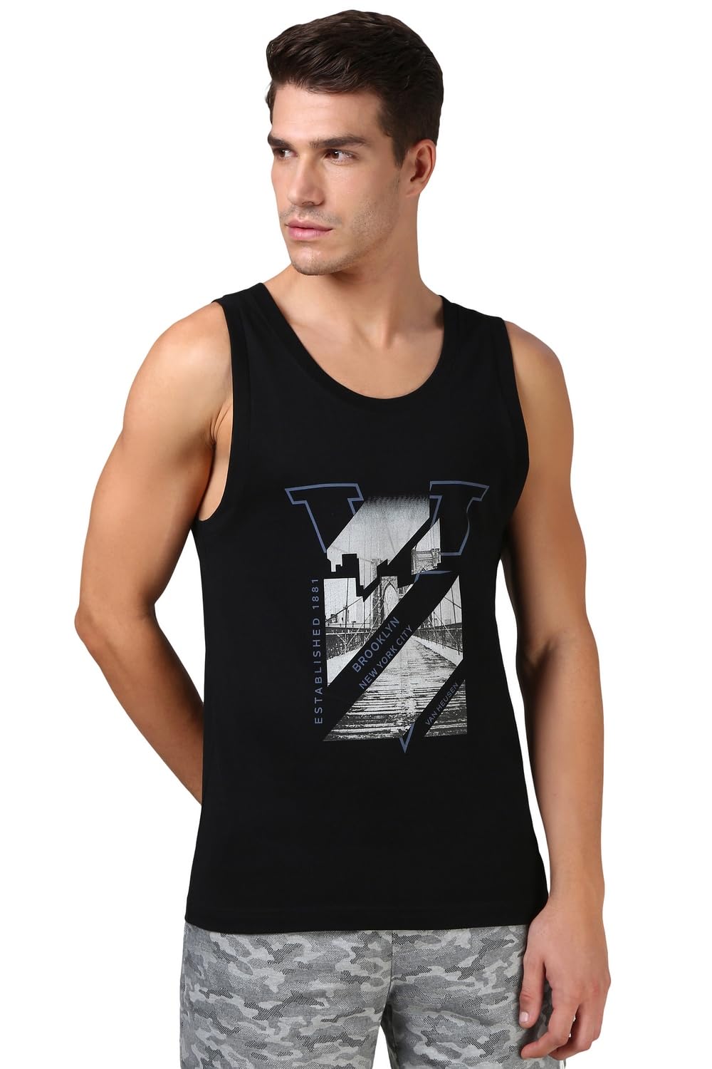 van heusen Men Printed Chest Graphic Vest - Round Neck, Sleeveless, Loose Fit-picture-12
