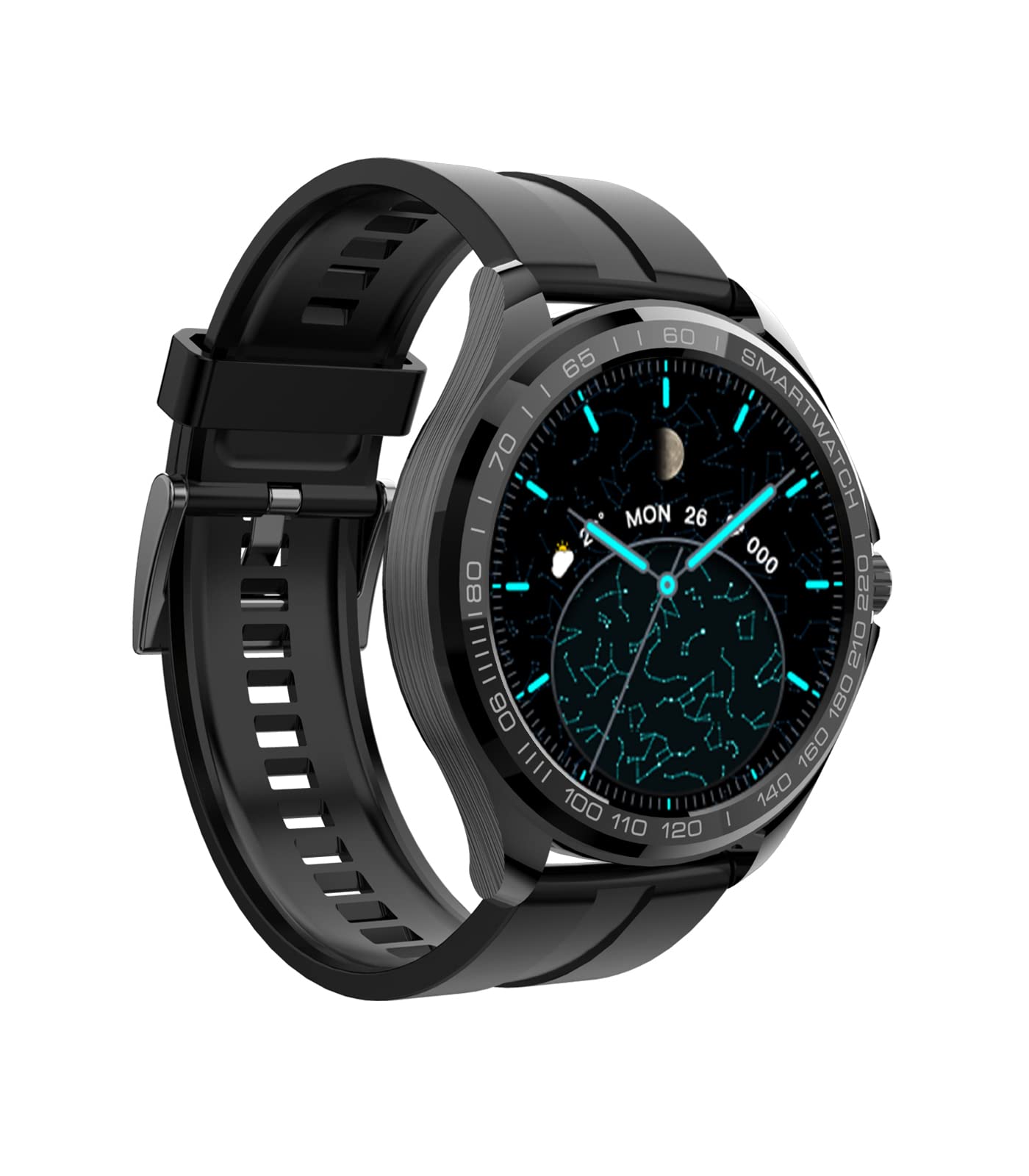 Smart Watch, Health and Fitness Smartwatch, 1.28-inch HD Touchscreen with Heart Rate, Music, Blood Oxygen, Sleep and Swim Tracking, Black/Carbon, One Size…