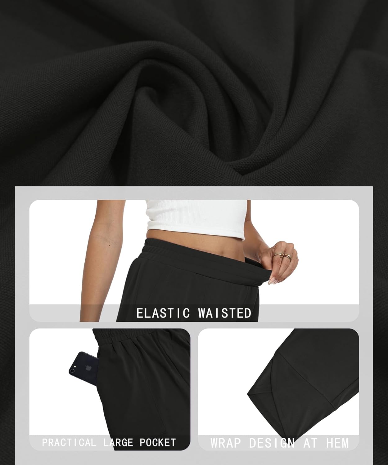 NILOUFO Womens Baggy Wide Leg Pants Casual Elastic High Waisted Palazzo Harem Trousers with Pockets Lounge Loose Comfy Pants - Image 5