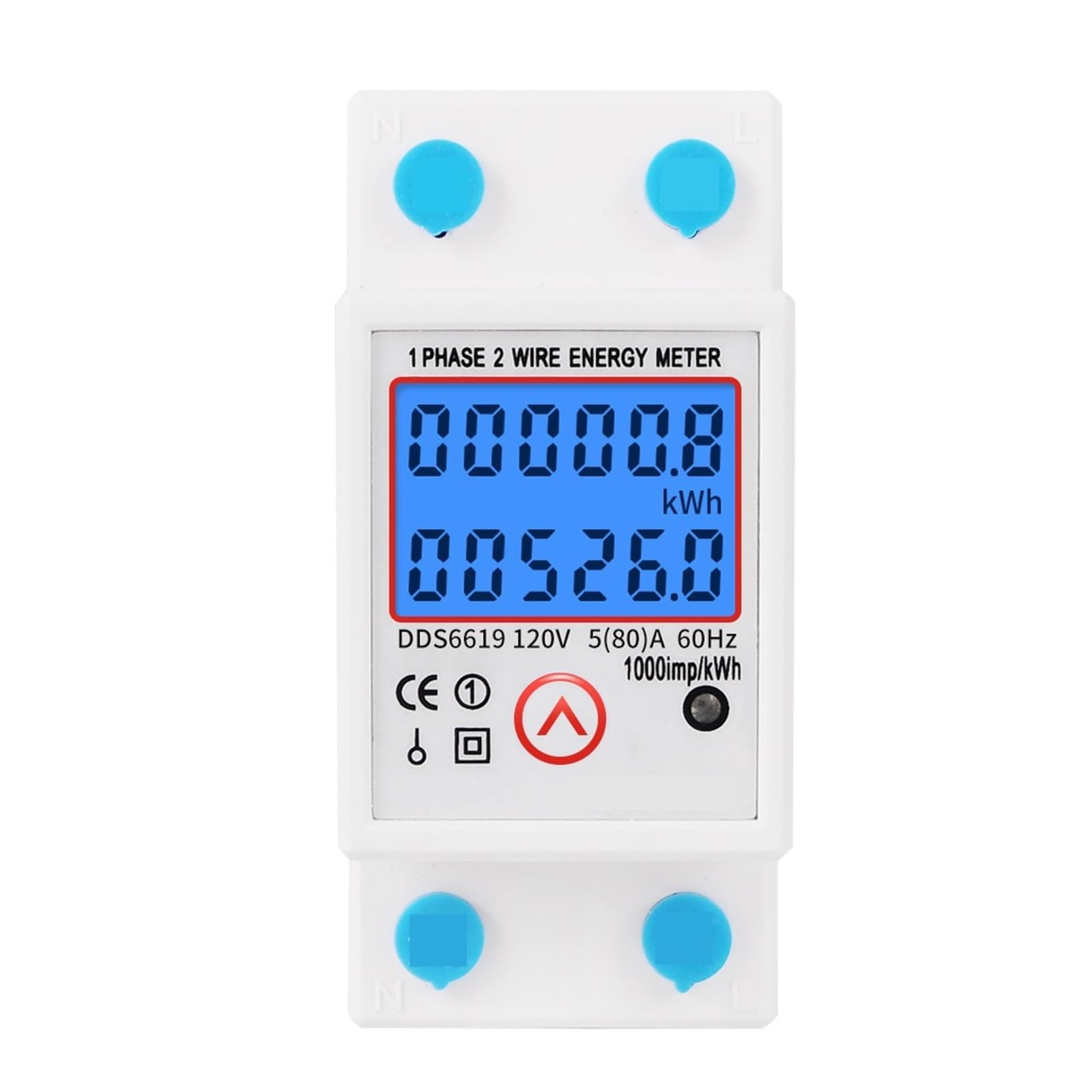 Contatore Di Energia Monofase Su Guida Din LCD Retroilluminazione Digitale KWh Misuratore Di Consumo Di Energia Elettrica 120V/230V Reset A Zero(DDS6619-006)