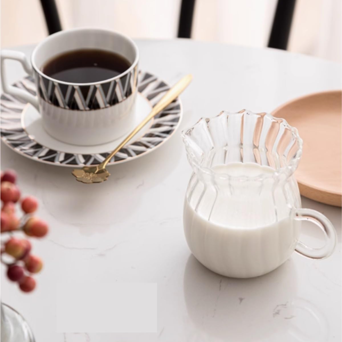Barchetta per salsa in vetro per condimenti per insalata, sciroppo e succhi di frutta, versatile brocca per latte e crema per caffè per cucina e ristoranteElegante collezione Serveware