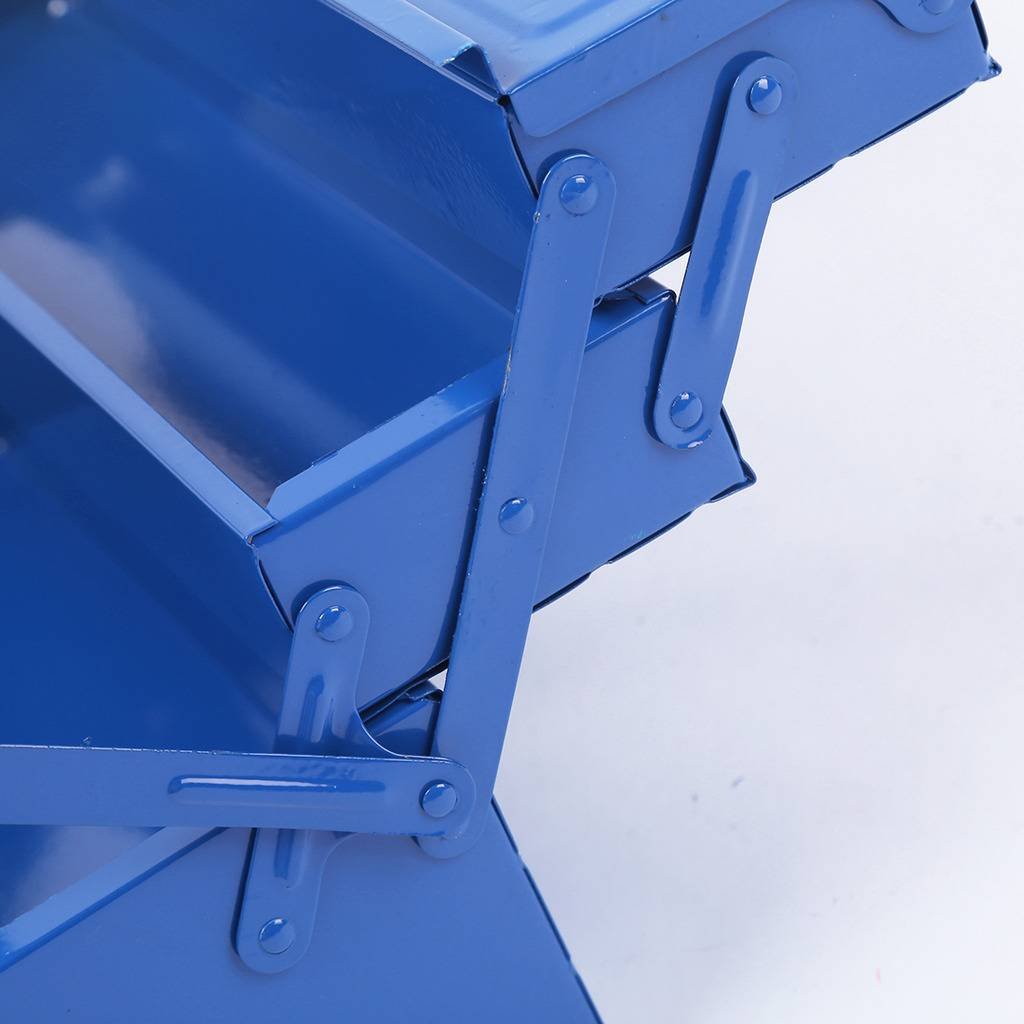 Liquor Cantilever Steel Tool Box Heavy Duty Storage Carrier 16.5 inch Blue Portable with Hand-Carry 5-Tray