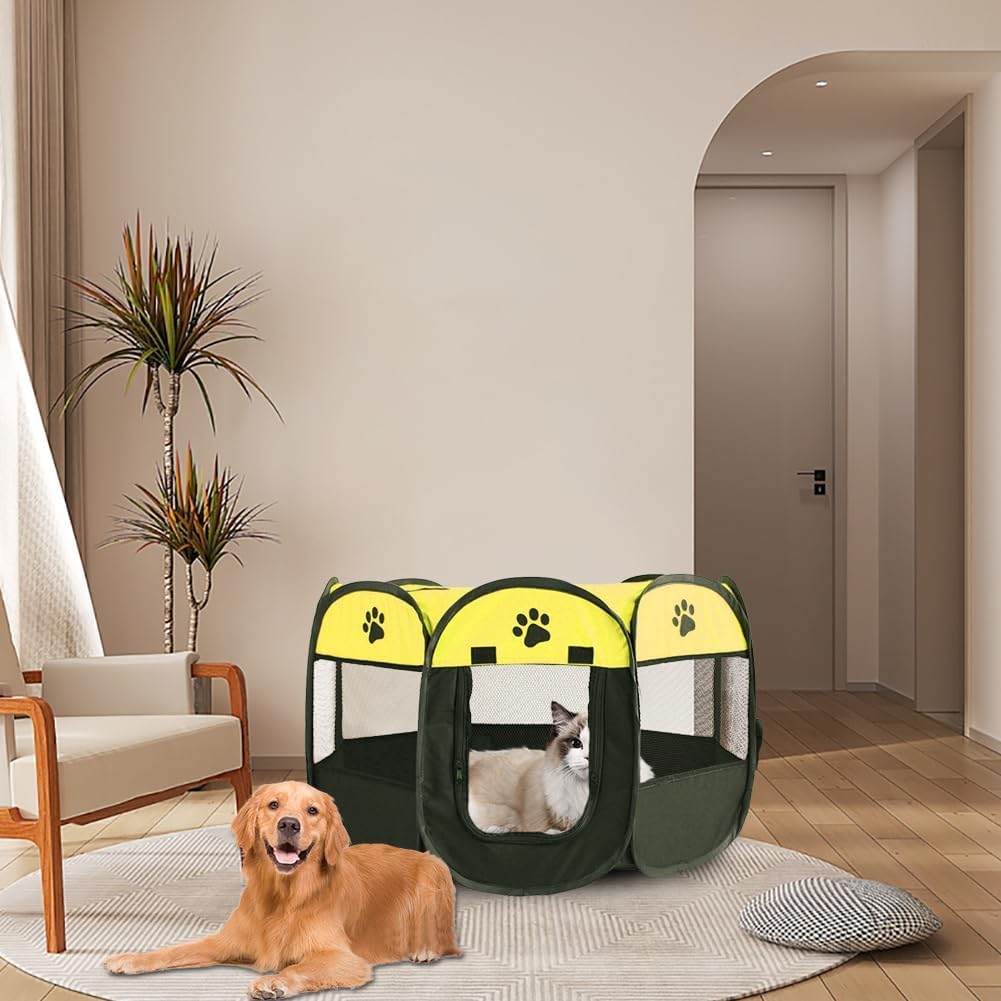Parc pour Chiots - Pliable - pour Chiens - en Tissu Oxford - Étanche - pour l'intérieur ou l'extérieur - Fruit Vert