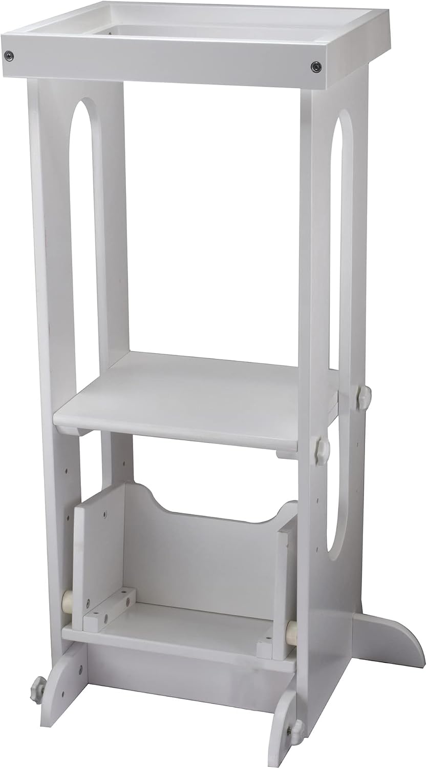 Little Partners® Explore 'N Store™ Learning Tower® Kids Adjustable Height Kitchen Step Stool for Toddlers or Any Little Helper (Soft White)
