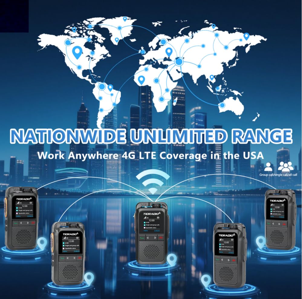 Image of 10Pack-TIDRADIO TD-G100 Rapid Unlimited Range Walkie Talkies with SIM Cards, 4G POC Two Way Radios Nationwide 6000 Miles, Global Long Range PTT for Family, Logistics, Company,Compatible with TD-M15