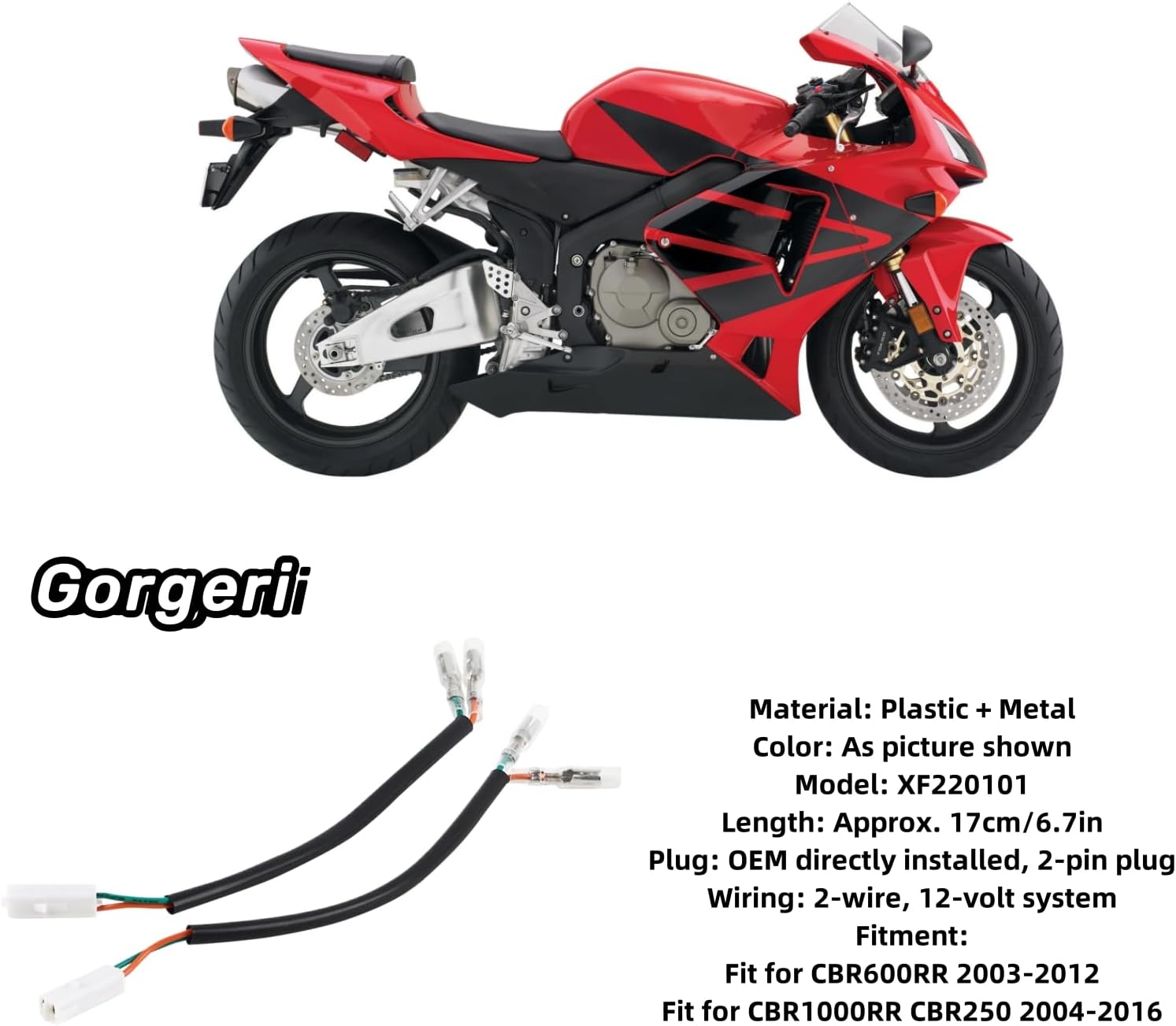 17cm/6.7in Turn Signal Wiring Adapter Plug Motorcycle Parts Turn Signal Tail Lights Fix Wiring Adapters Fit for Honda CBR600RR CBR1000RR