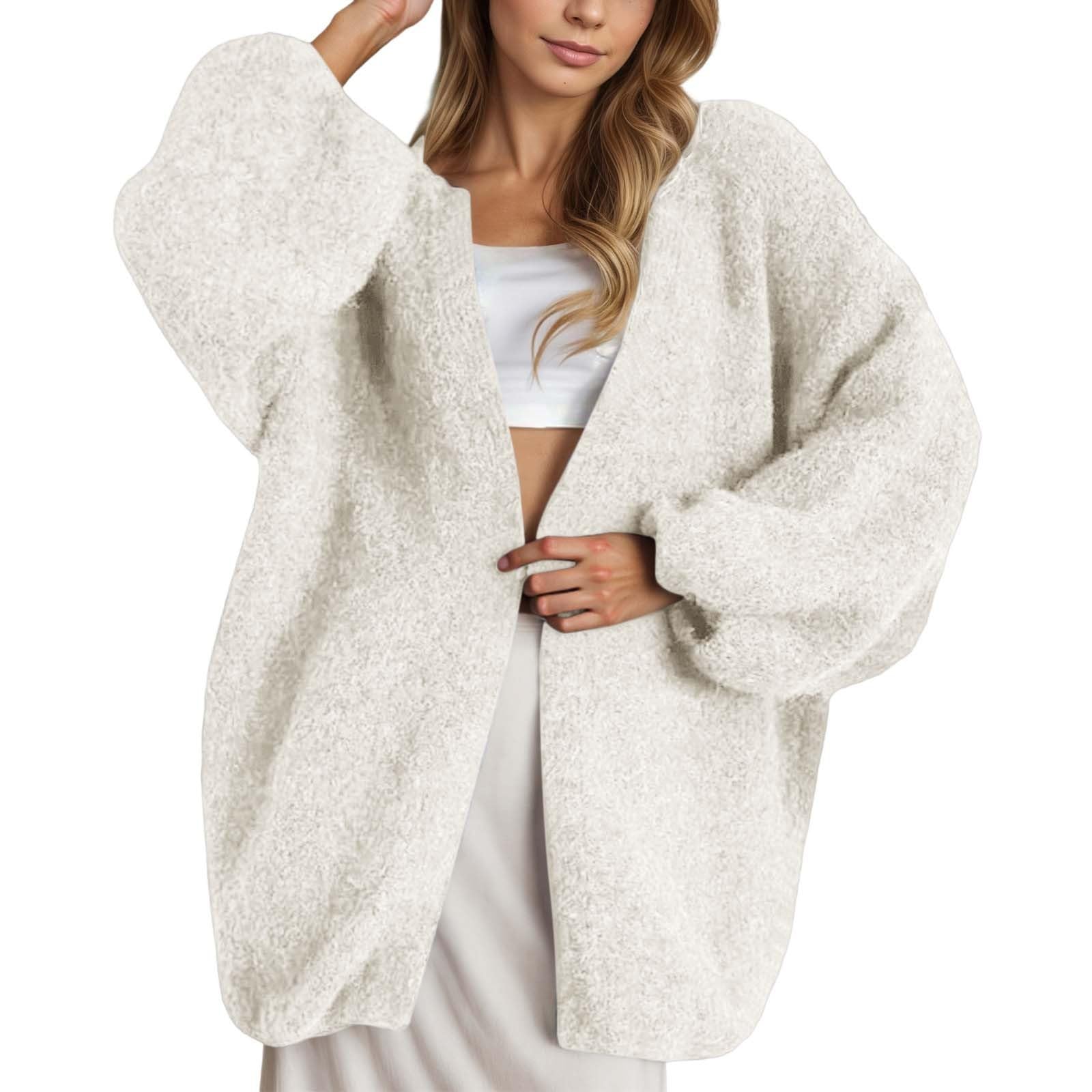 Generisch Damen Pullover Weicher Strickjackenmantel Langärmliger Damenmantel Offene Vorderpartie Übergroßer Winterpullover Elegante Freizeitjacke