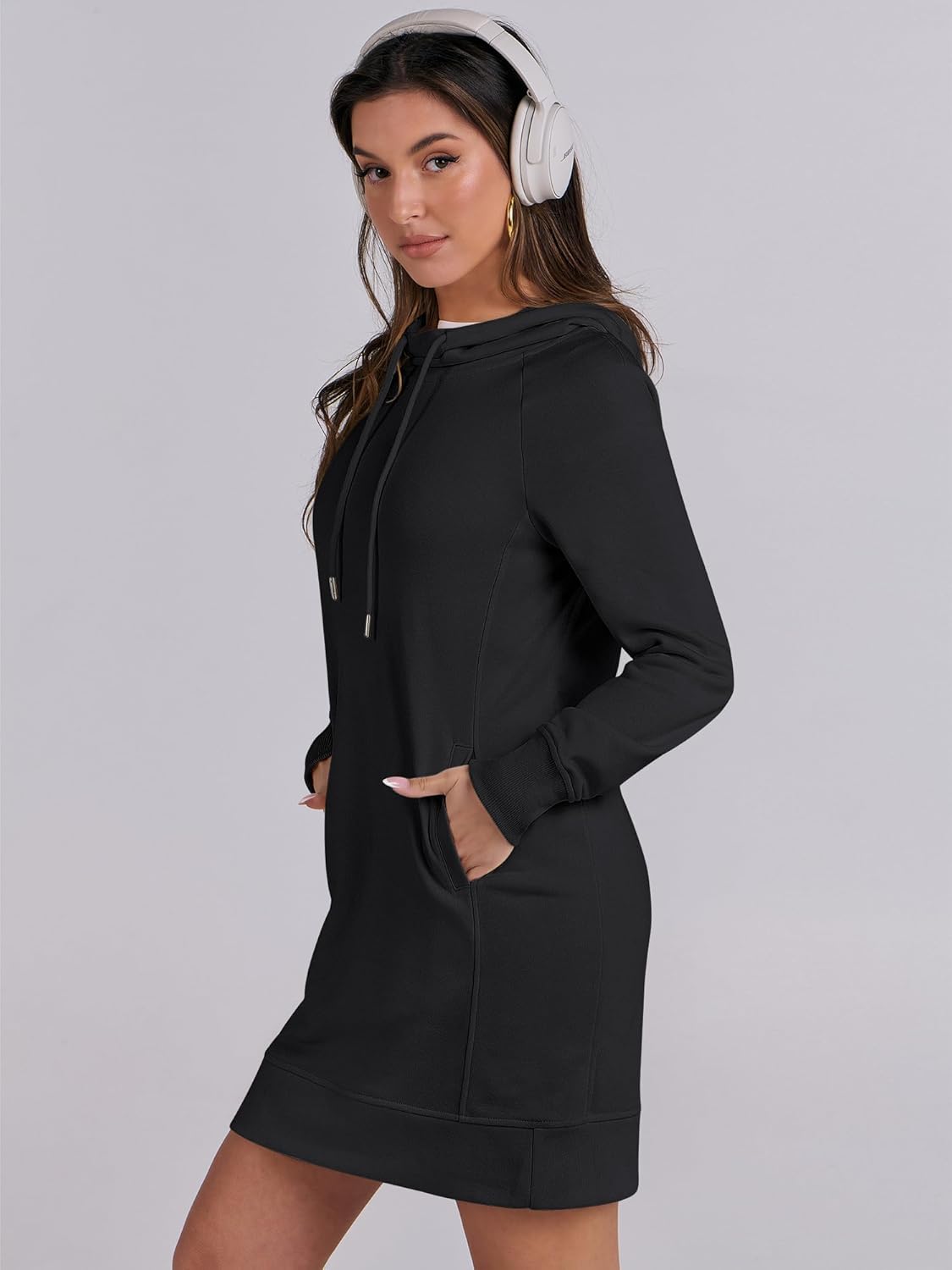 ANRABESS Womens Sweatshirt Dress Long Sleeve Hoodies Mini Dresses Fleece Casual Hoodie with Pockets 2025 Fall Fashion - Image 3