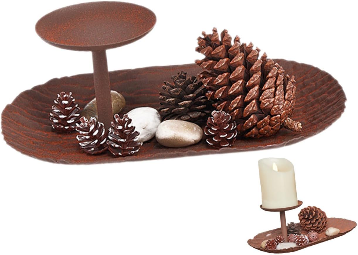 ORFOFE Christmas Candle Holder with and Desktop Tealight Holder for Holiday Decor Festive Candlestick for Home Office and Parties
