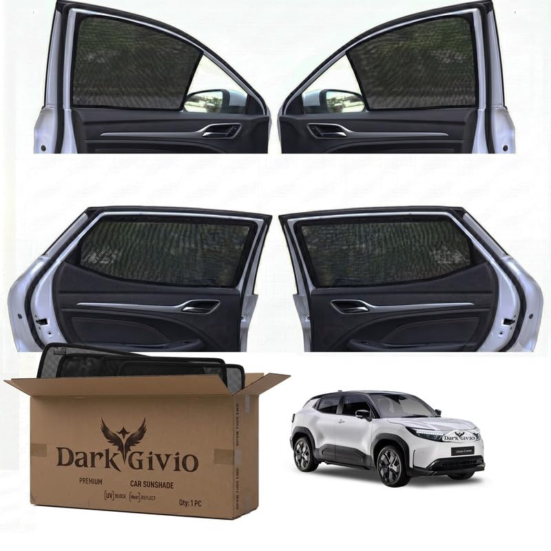 Image of Car Window Sun Shade Protector for Urban Cruiser EV | Exact Fit Non-Magnetic Half Cut Sunshade (Set of 4 /6) | UV Blocker Side Window Car Curtains & Interior Accessory