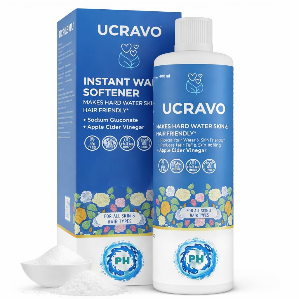 UCRAVO Instant Water Softener Liquid for Bathing & Shower Hard Water Treatment for Skin, Hair & Scalp pH Balanced, Soap Friendly Formula with Apple Cider Vinegar Suitable for Men, Women & Kids 400 ml-picture-22