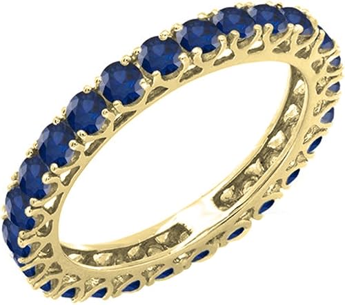 1.80 quilates (ctw) 14K oro redondo azul zafiro señoras eternidad anillo de boda 1 34 CT