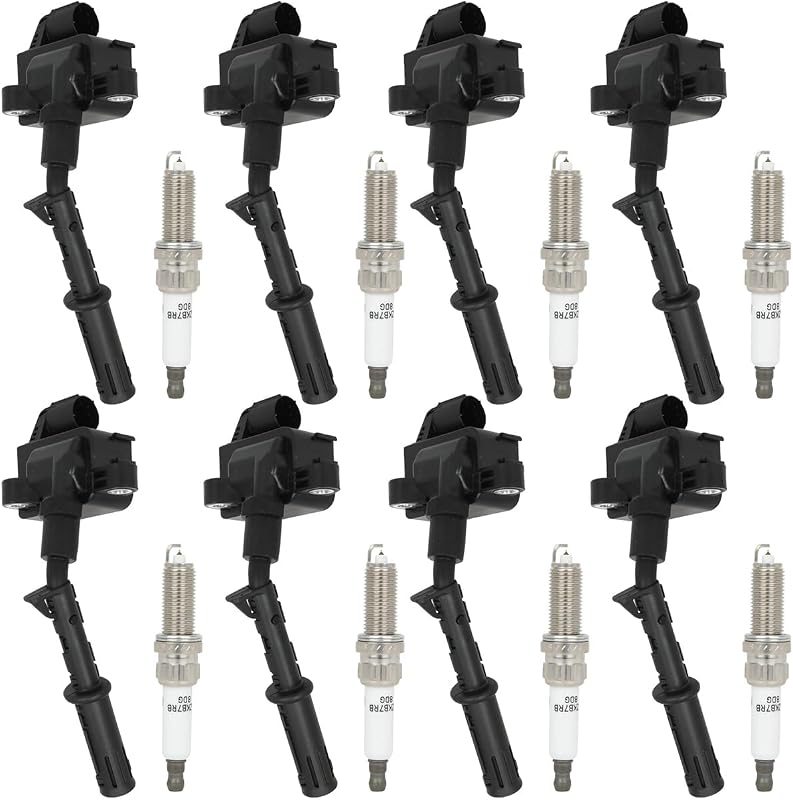 Kit de bobinas de ignição ECCPP UF733 com velas de irídio 95875 para Mercedes-Benz ML350 V6 3.5L – 8 bobinas e 8 velas