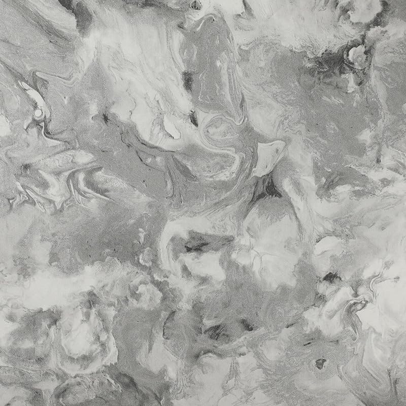 Cathpetic Silver Marble Wallpaper Feature Metallic Marble Effect Wallpaper 53 x 950cm 1 Roll,Non Woven Fabric Grey Glitter Wall Paper for Living Room Bedroom Kitchen Front Room