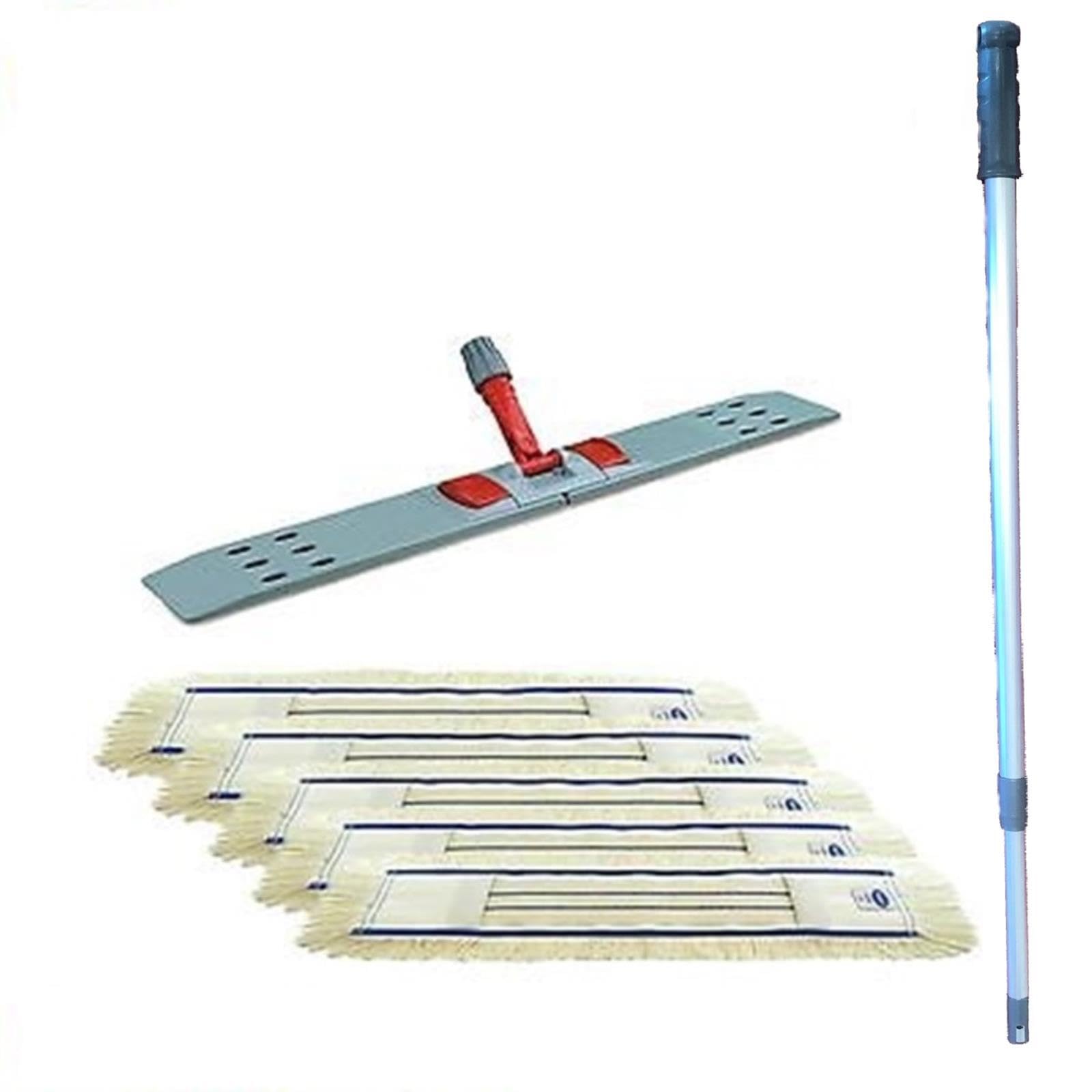 maxxi4you Wischmopp Set Premium mit Teleskopstiel 80 cm inkl. 5 x Wischmopp Baumwolle