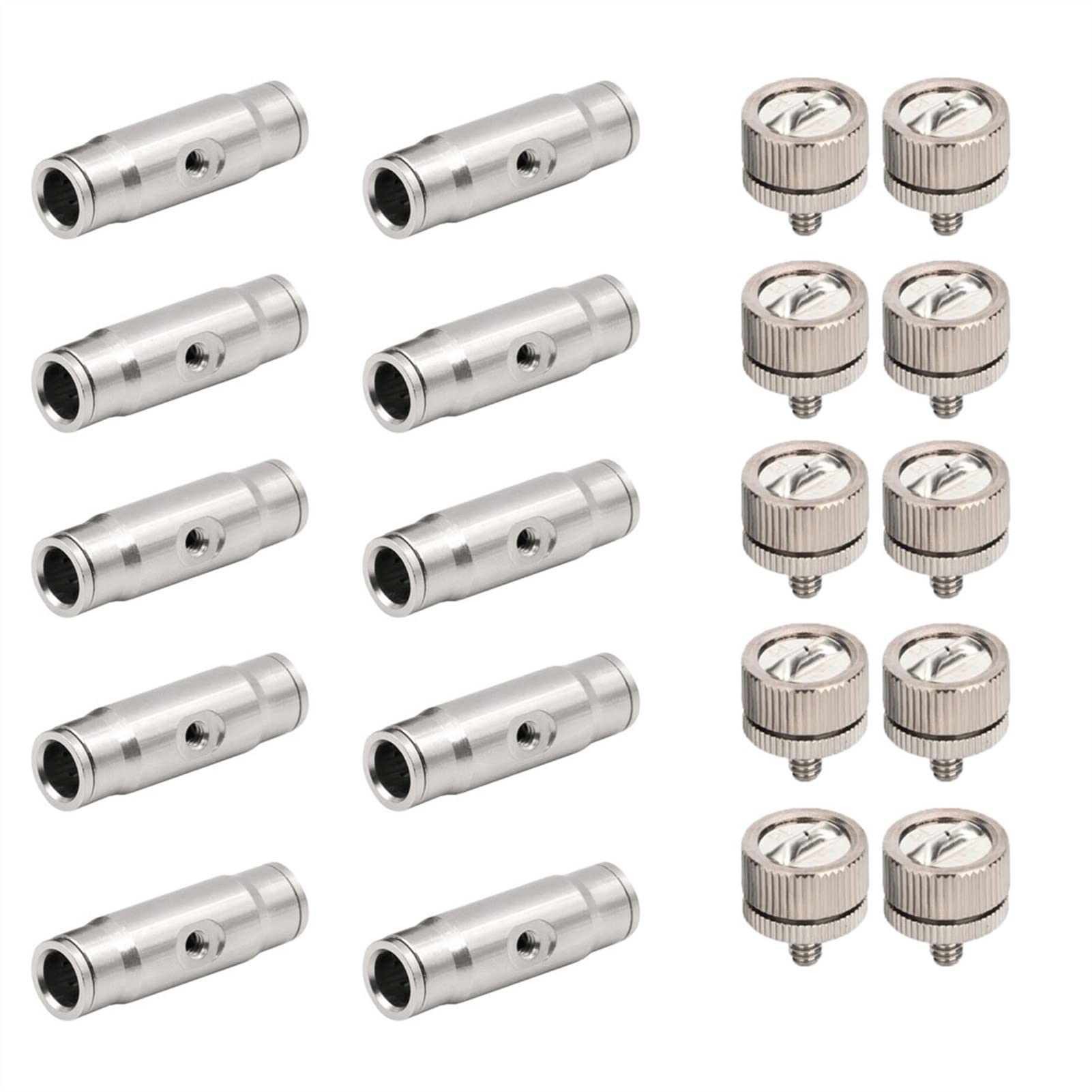 Brass Mister Nozzles Low Pressure Fan Shaped Misting Nozzles with Quick Connector for Cooling System, Flat Fan Fog Mist Nozzle Water Mister Sprinkle for Patio Garden, 0.019" Orifice(for 3/8'' Pipe)
