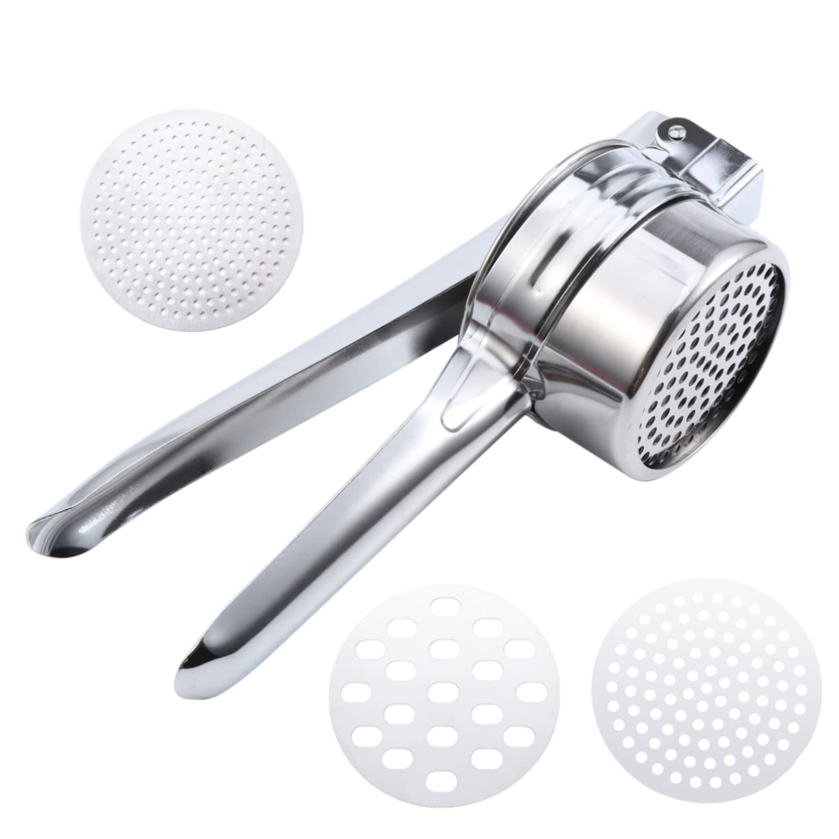 VINTORKY Stainless Steel Potato Ricer Fruit Strainer Masher Garlic Press Food Press Squeezer for Orange Potato Juice