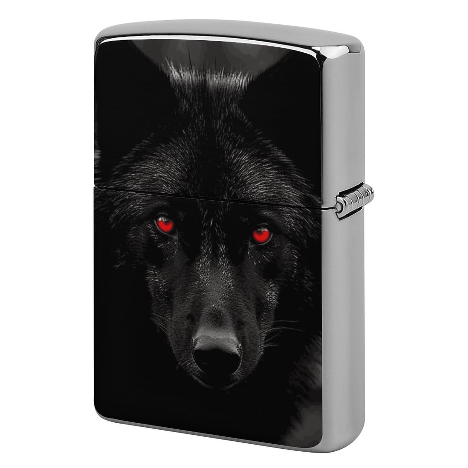 Black Red Eyed Wolf Lighter Case for Men, Personalized Lighter Cover for Valentine's Day Gifts, Flip-Top Lighters Shell for Outdoor, Portable Lighters Protective Sleeve