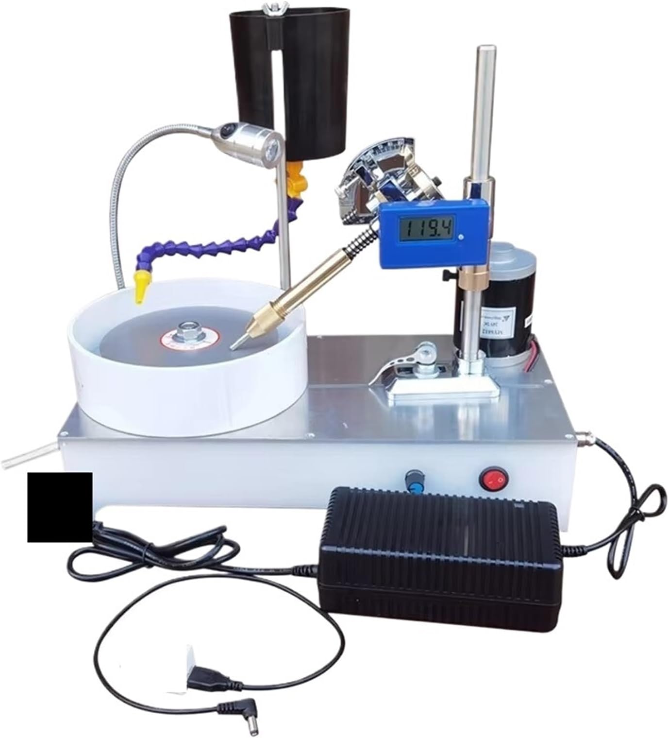 Mini Gemstone Grinding Faceting Machine Faceted Jewelry Polishing Machine Polisher Flat Grinder Lapidary Machine 120W 2800RPM(Digital display)
