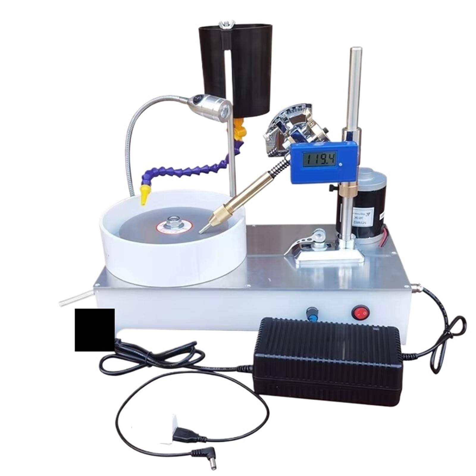Mini Gemstone Grinding Faceting Machine Faceted Jewelry Polishing Machine Polisher Flat Grinder Lapidary Machine 120W 2800RPM(Digital display)