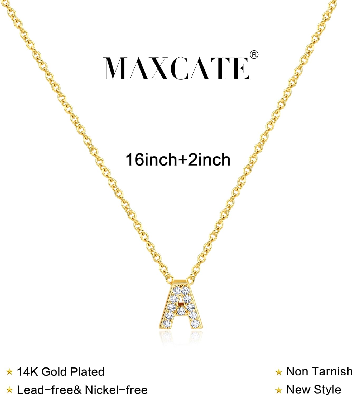 Christmas Gifts Dainty Gold Initial Necklaces for Women Girls Teens Kids Non Tarnish 14k Gold Plated Letter Zirconia Pendant Necklace Trendy CZ Initial Name Necklace Gold Jewelry for Women - Image 5