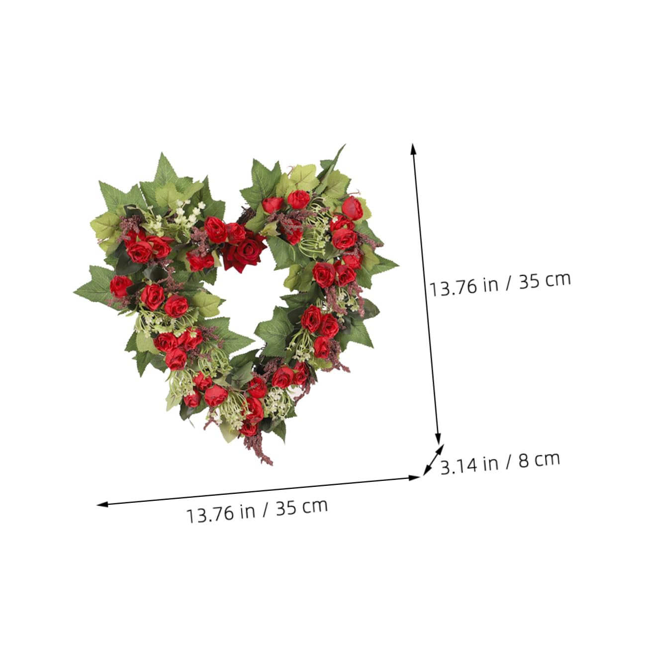 GARVALON Herzförmiger Wandbehang Kranz aus Künstlichen Rosen Valentinstag Dekoration mit Romantischer Atmosphäre und Tragbarem Design für Zuhause und Festival