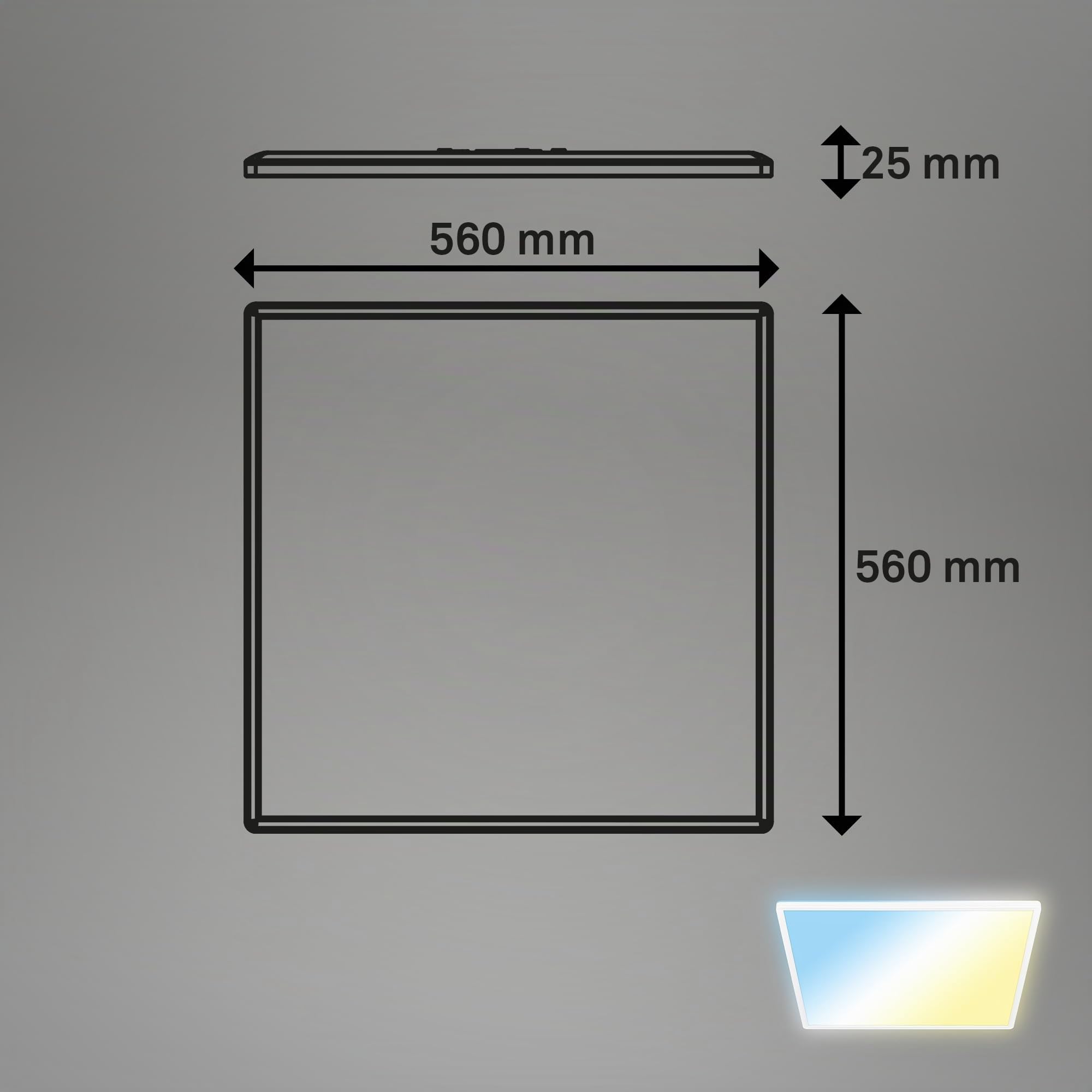 BRILONER - LED Deckenlampe flach mit Fernbedienung, warmweiß bis kaltweiß, dimmbar, Lampe, Deckenleuchte, Wohnzimmerlampe, LED Panel, Schlafzimmerlampe, 56 x 56 x 3 cm (LxBxH), Weiß