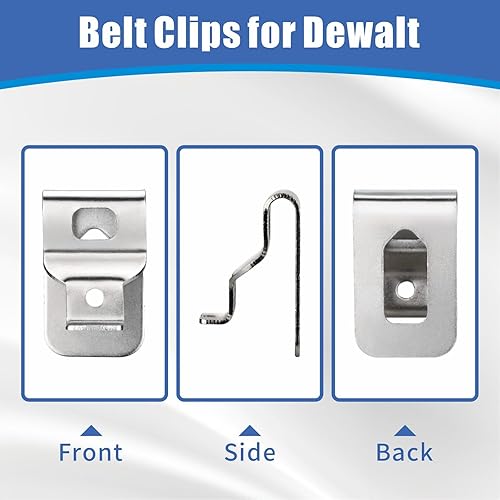 Miniatura 7 de Juego de 8 clips para cinturón Dewalt-304 para herramientas de taladro de acero inoxidable con tornillos, compatible con Dewalt N268241 para