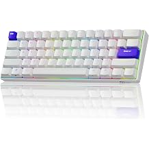 RK ROYAL KLUDGE C61 HE Gaming Keyboard 60% Wired Mechanical Keyboard with Hall Effect Magnetic Switch 8000Hz Polling Rate Rapid Trigger RGB Backlit, 61 Keys, White Purple