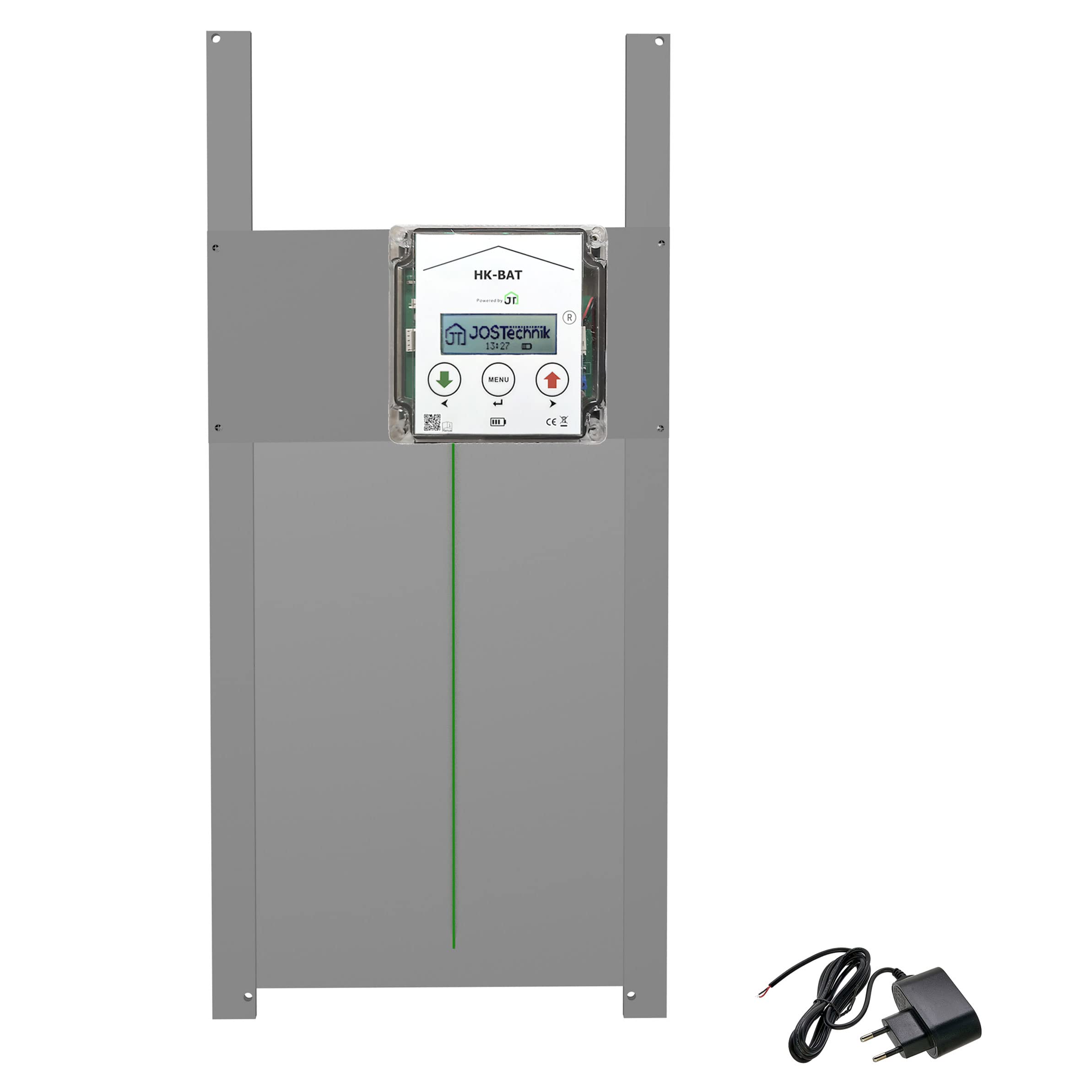 HK-Bat-RH Rahmengerät mit selbstverriegelnder Hühnerklappe 230x340 mm für Batteriebetrieb + Schaltung für Anlocklicht